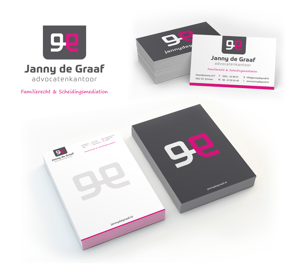 Ontwerp Advocatenkantoor Janny de Graaf logo en huisstijl