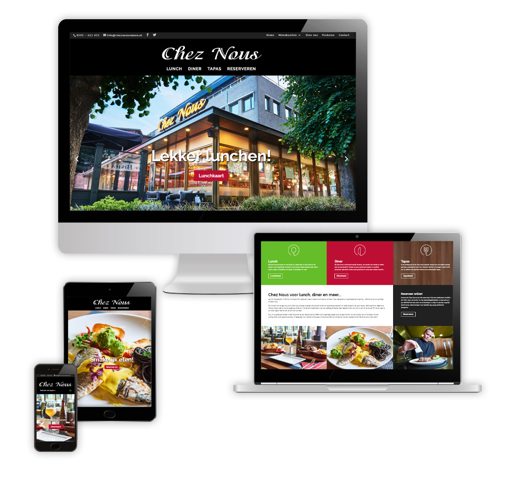 Ontwerp en realisatie website Chez Nous - Lunch & Diner