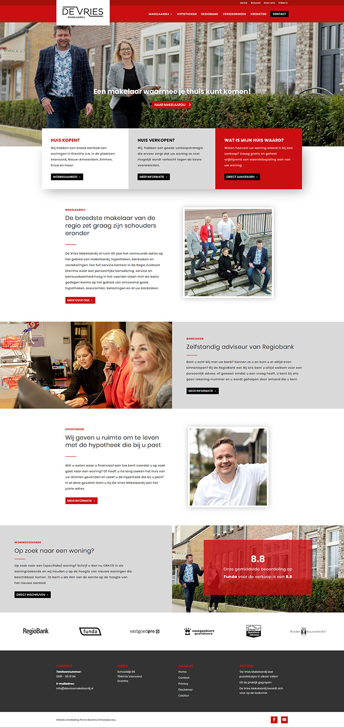 Ontwerp en ontwikkeling De Vries Makelaardij website